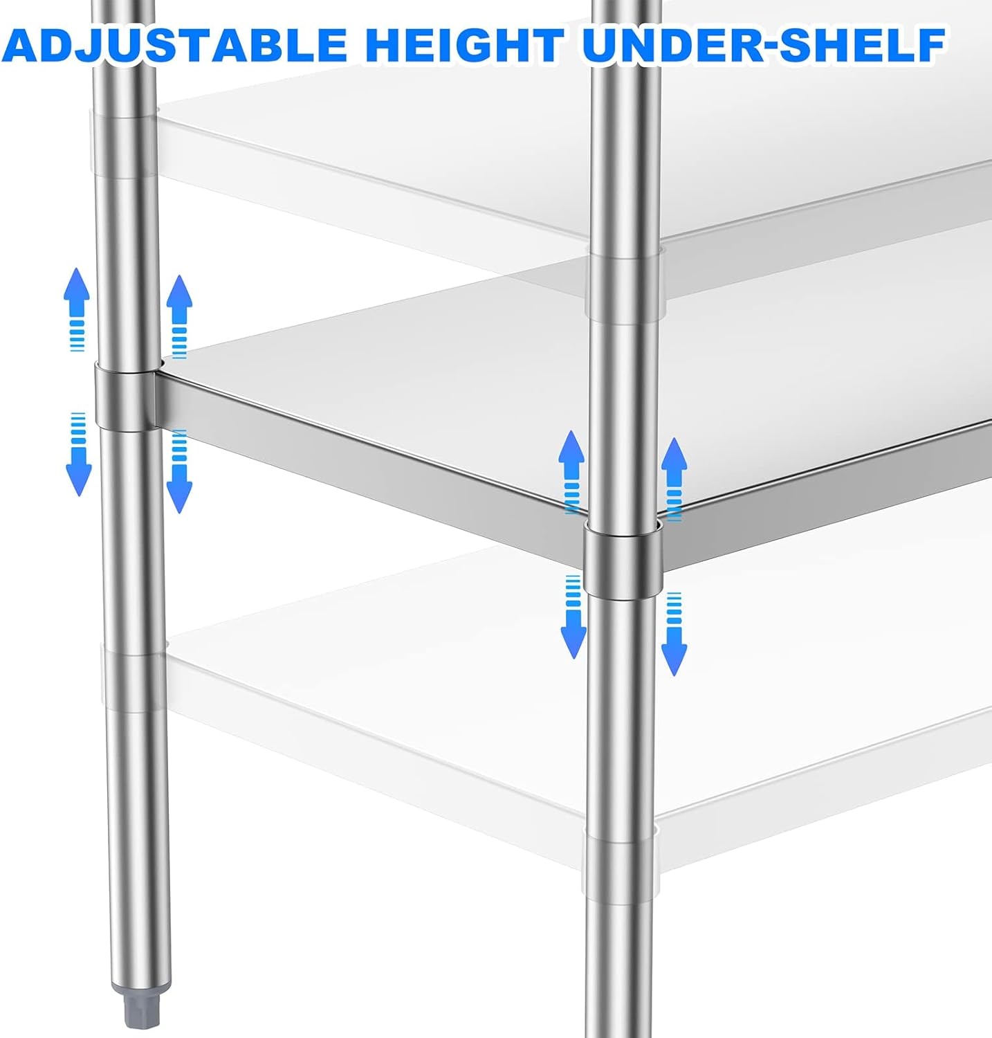 Skiennix Stainless Steel Prep Table - Heavy Duty 24x30 Inches with Adjustable Under Shelf & Foot