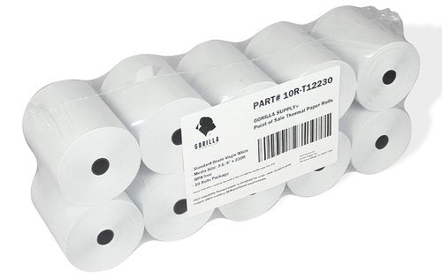 Gorilla Supply 55gsm 3 1/8 x 230 Thermal Paper Receipt Roll Clover Station Solo Duo TM-T88 T20 T90 Bixolon SRP-350 370, 3.125 x 230 ft Cash Register Paper, BPA Free, 10 Rolls