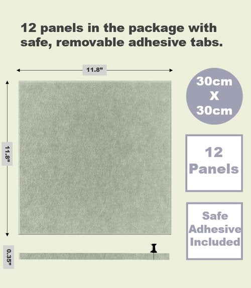 Regine Switzerland Felt Bulletin Board - Large Sage Green Pin Board for Office & Classroom | 12-Pack Wall Tiles