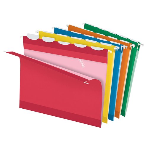 Pendaflex Ready-Tab Reinforced Hanging Folders, Letter Size, Assorted Colors, 5 Tab, 25/BX (42592)