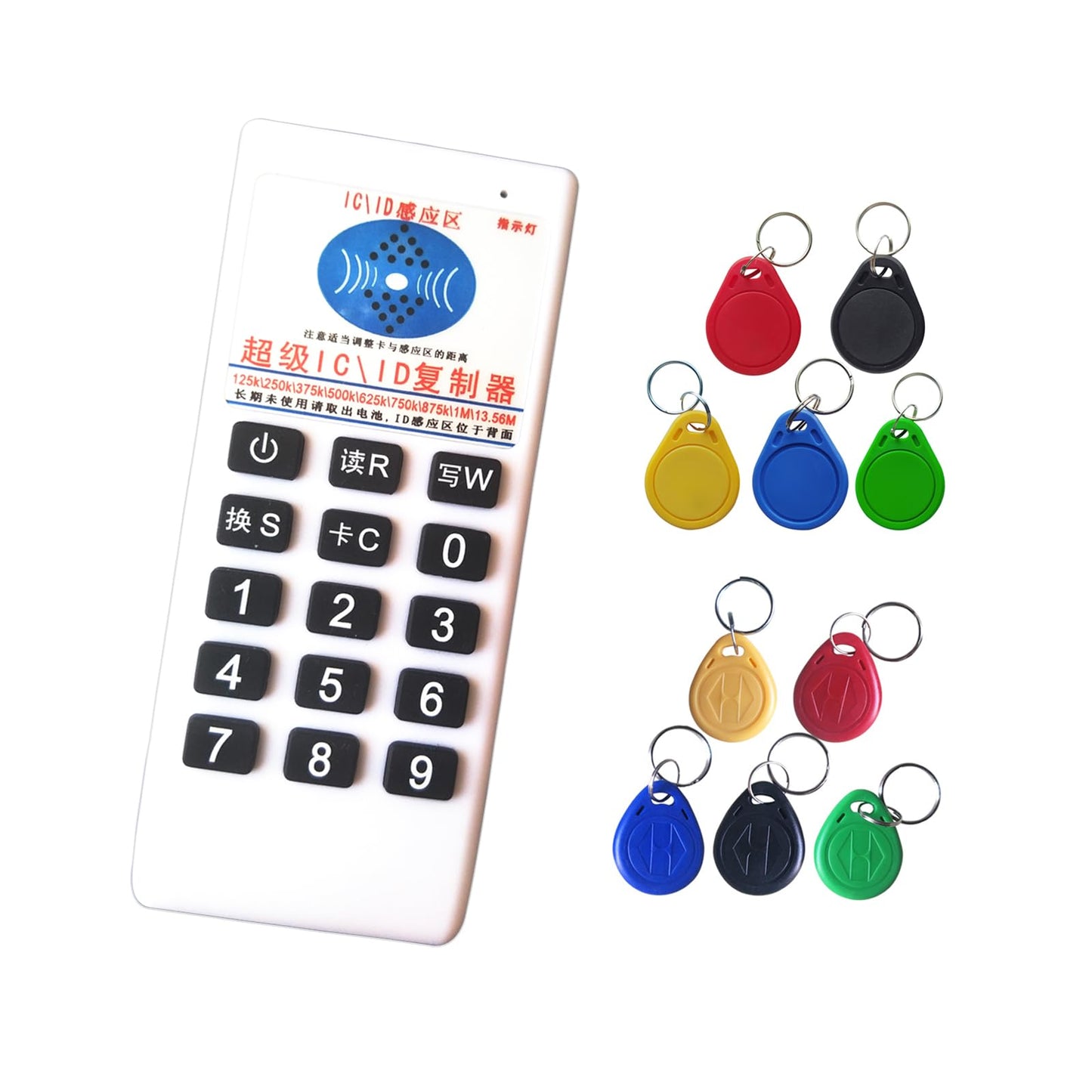 RFID 125khz ID 13.56mhz IC Copier Reader Writer for EM4305 T5577 UID Changeable Tag+5pcs T5577 125khz keyfobs and 5pcs uid 13.56mhz Changeable keyfobs