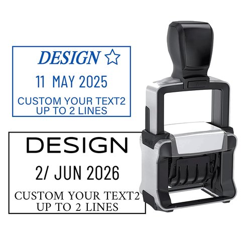 Custom Date Stamp with Personalized Text, Professional Self Inking - 4 Sizes 5 Color Inks Refill, for Paid Received Entered Stamper