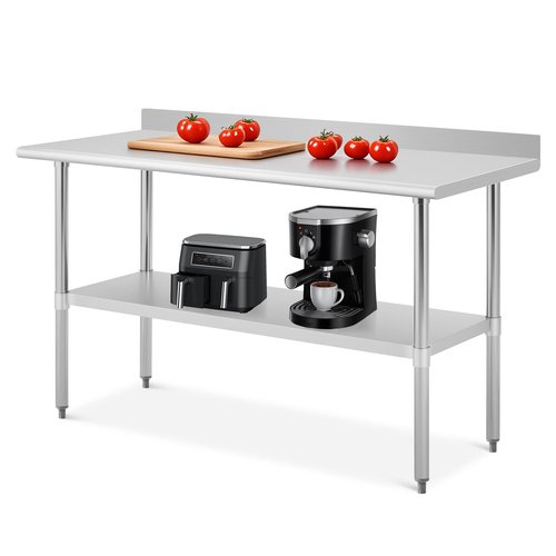 GarveeTech 24x60 Inch Heavy Duty Stainless Steel Prep Table with Backsplash & Adjustable Shelf, NSF Certified Commercial Work Table, Anti-Rust & Easy to Clean for Home Restaurant Hotel