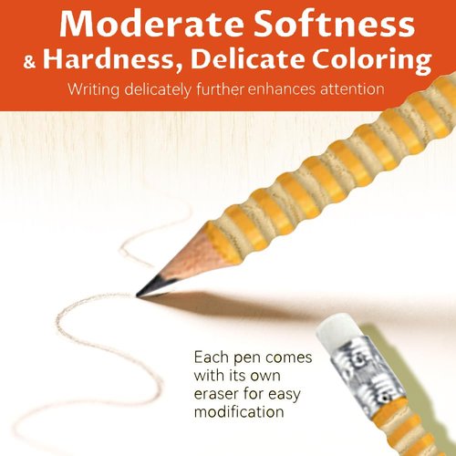Adhd Pencil, Threaded Pencil with Sliding Nut, Adhd Fidget Pencils for Autism Kids Calming, Threaded Focus Pencils, Textured Pen for Kids, Ad-HD Tools (3pcs)