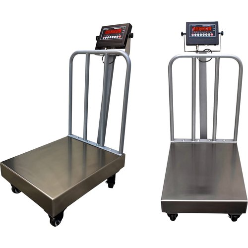 Liberty LS-915-BW Industrial Scale - NTEP Legal for Trade, 500 lb Capacity, 18" x 24" - Heavy Duty with Wheels & Backrail