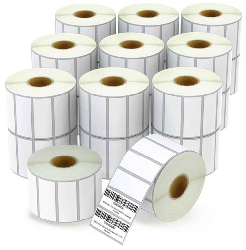 BETCKEY - 2.5" x 1" (64 mm x 25 mm) Multipurpose & Barcode Labels Compatible with Zebra & Rollo Label Printer,Premium Adhesive & Perforated [20 Rolls, 27600 Labels]