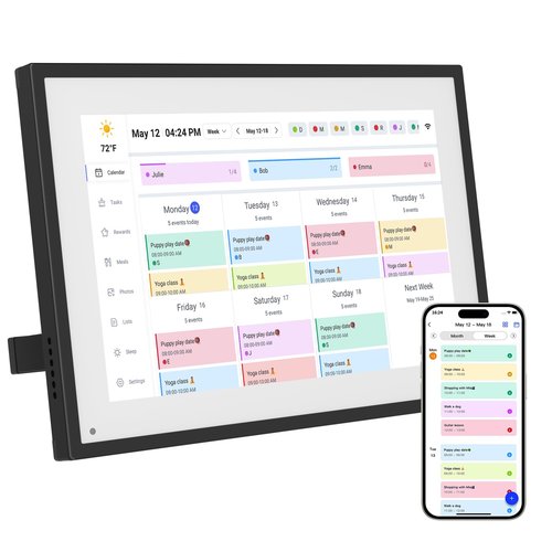 BQQJDD 10.1 Inch Digital Calendar+Digital Picture Frame, 2025-2026 Desk Calendar Smart WiFi Planner&Chore Chart, IPS HD Interactive Touchscreen Display For Family Schedules