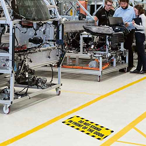 Do Not Stand in Front of The Door Non-Slip Floor Marker | 3 Pack of 6" X 18" Vinyl Decal | Protect Your Business, Work Place & Customers | Made in The USA