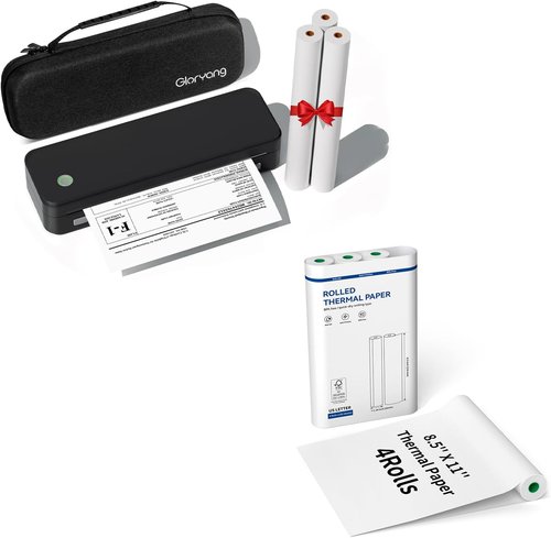 Gloryang PD-A4 Printer - Complete Set with 7 Rolls of Paper & Convenient Carry Case