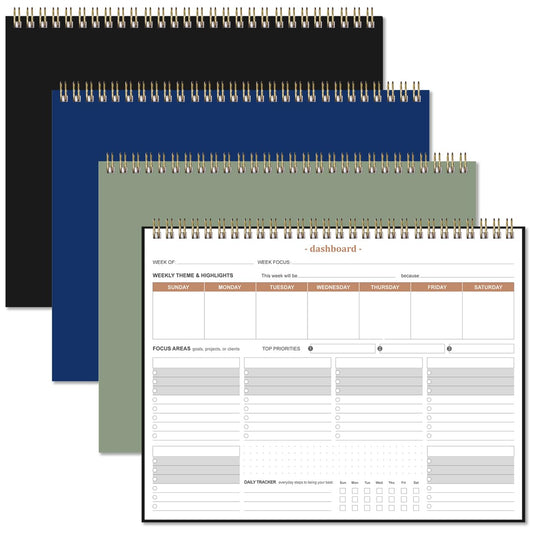 (3-Pack) Weekly Productivity Planner - 8.5" x 11" Dashboard Desk Notepad Has 6 Focus Areas to List Tasks for Goals, Projects, Clients, Academic or Meal-Organize Your Daily Work Efficiently, 54 Weeks