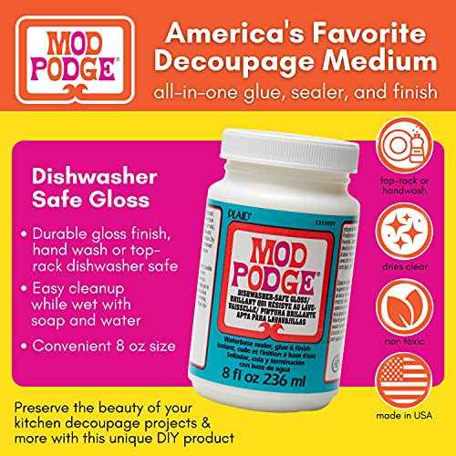 Mod Podge Dishwasher Safe Waterbased Sealer, Glue and Finish (8-Ounce), CS15059 Gloss, 8 Ounce