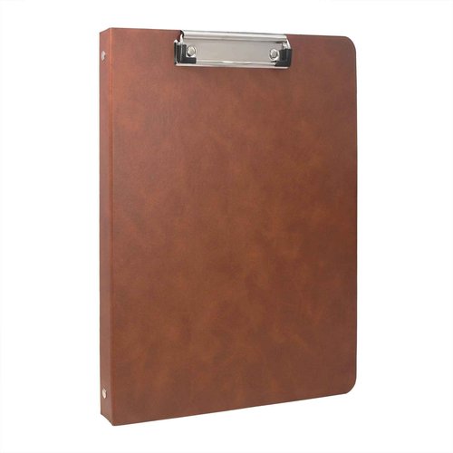 3 Ring Binder Padfolio Clipboard Case with Color File Folders, PU Leather Padfolio Ring Binder with Clipboard (Coffee, Standard)
