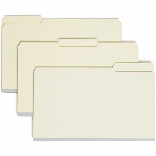 Smead Pressboard File Folder with SafeSHIELD® Fasteners, 2 Fasteners, 1/3-Cut Tab, 2" Expansion, Legal Size, Gray/Green, 25 per Box (19934)