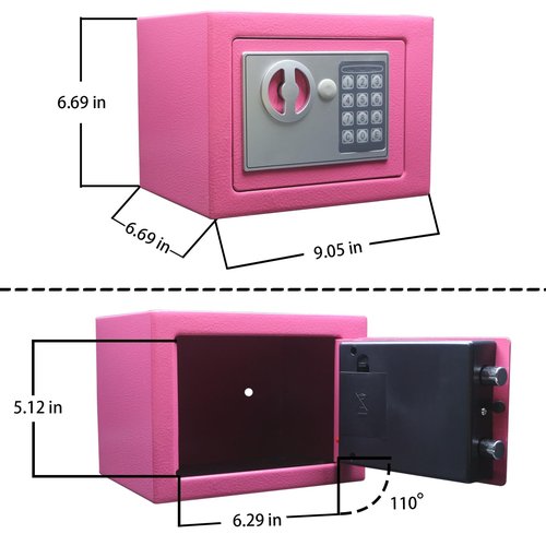 Yuanshikj Electronic Deluxe Digital Security Safe Box Keypad Lock Home Office Hotel Business Jewelry Gun Cash Use Storage (Pink)
