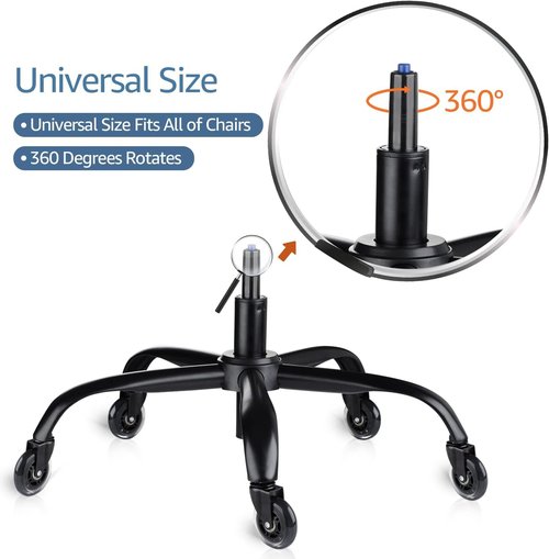 Sytopia Office Chair Base Replacement Bundles, Heavy Duty 352LBs, Reinforced to Repair Swivel Gaming Chair Bottom Part with 5 Universal Premium Casters and 1 Gas Lift Cylinder(Matte Black)