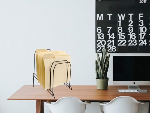 1InTheOffice Metal Incline Desktop File Sorter, 8 Compartments, Black (Black)