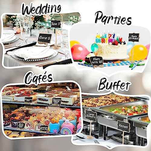 Mini Chalkboard Signs 30 Pack, Small Food Labels or Name Cards for Party Buffet Table with Wooden Stand for Wedding, Baby Shower, Mimosa Bar Supplies and Charcuterie Boards Accessories with 2 Pens