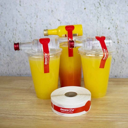 National Checking Company secureit tamper evident food container seals, 1" x 7", red, paper, 250/roll, 2 rolls/pack