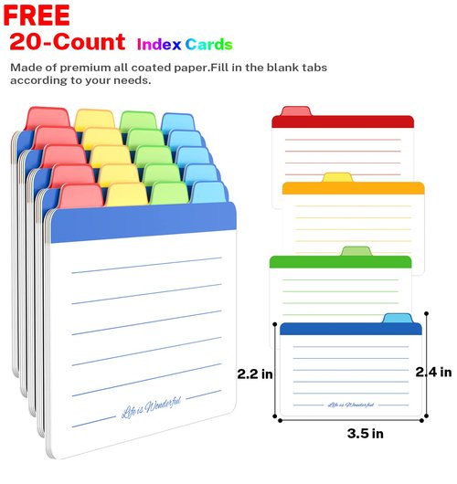 Neando Bamboo Business Card Organizer for 2x3.5 Cards – 600-Card Capacity Wooden Holder with Lid, 4 Compartments, Includes 20 Thick Index Cards – Natural Mini Card Filing Box