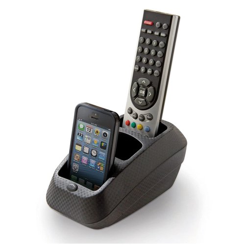 Snips Smartphone & Remote Holder - Remote Control Organiser - Caddy Black Color - Non-Slip - Recycled Plastic - Made in Italy - 0% BPA & Phthalate-Free