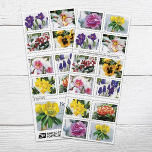 USPS Snowy Beauty Forever Stamps - 100 Self-Adhesive Postage Stamps for Weddings & Celebrations