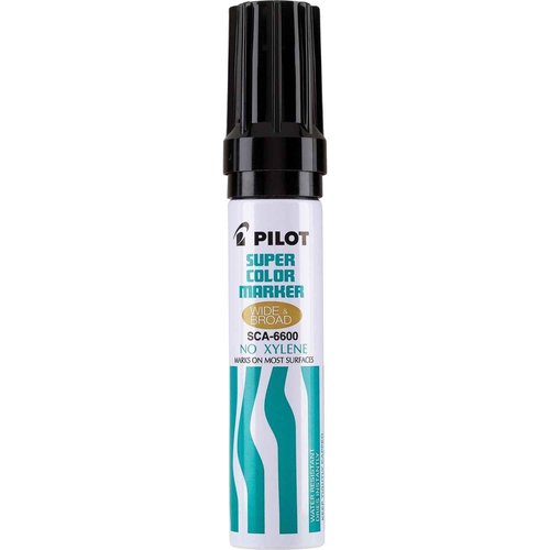 PILOT Super Color Jumbo Refillable Permanent Markers, Xylene-Free Black Ink, Extra-Wide Chisel Point, 12-Pack (45100)