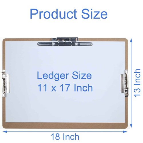 Acocony 11x17 Clipboard Three Clip Extra Large Clipboard Harboard with 8 Inch and 2-4 Inch Lever Operated Clip 11 x 17 Clipping Board Log Color Pack of 2
