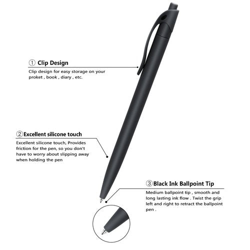 Aozora Pens Bulk 240 Pack Black Click Pens No Bleed Wholesale Retractable Ballpoint Pens Medium Point,Smooth Ink Pens for Journaling School Office Supplies 1.0MM Black Ink