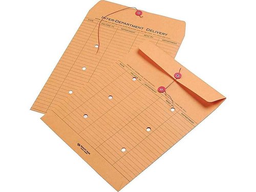 Quality Park Interoffice Envelopes, String and Button, Brown Kraft, 10 x 13, 100 per Case, (63561)
