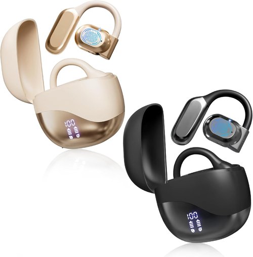 Skiennix AI Translation Earbuds - Real-Time 164 Language Translator for iPhone & Android | 3-in-1 Travel Headphones with Charging Case (Black & Gold)