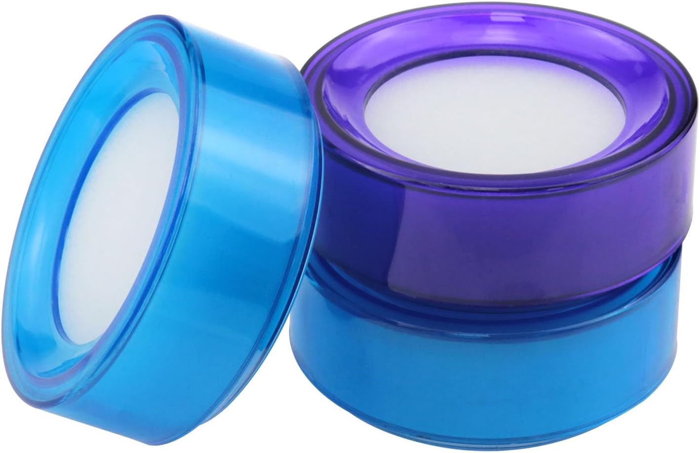 Skiennix Finger Wet Sponge | Round Plastic Cup Moistener | Purple & Blue | 4-Pack (2.75" x 2.75" x 1.06")
