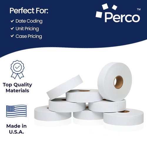 Perco Freezer Adhesives White Labels for Monarch 1131 Price Gun – 3 Sleeve, 60,000 Price Gun Labels