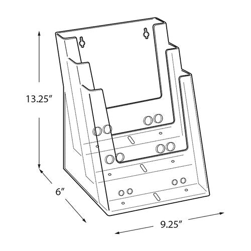 Azar Displays 252378-2PK Brochure Holder 8.5"x11", Acrylic Desk Organizer, Three Tier Document, Magazine & Sign Holder, Wall Mount Desk Accessories (2-Pack)