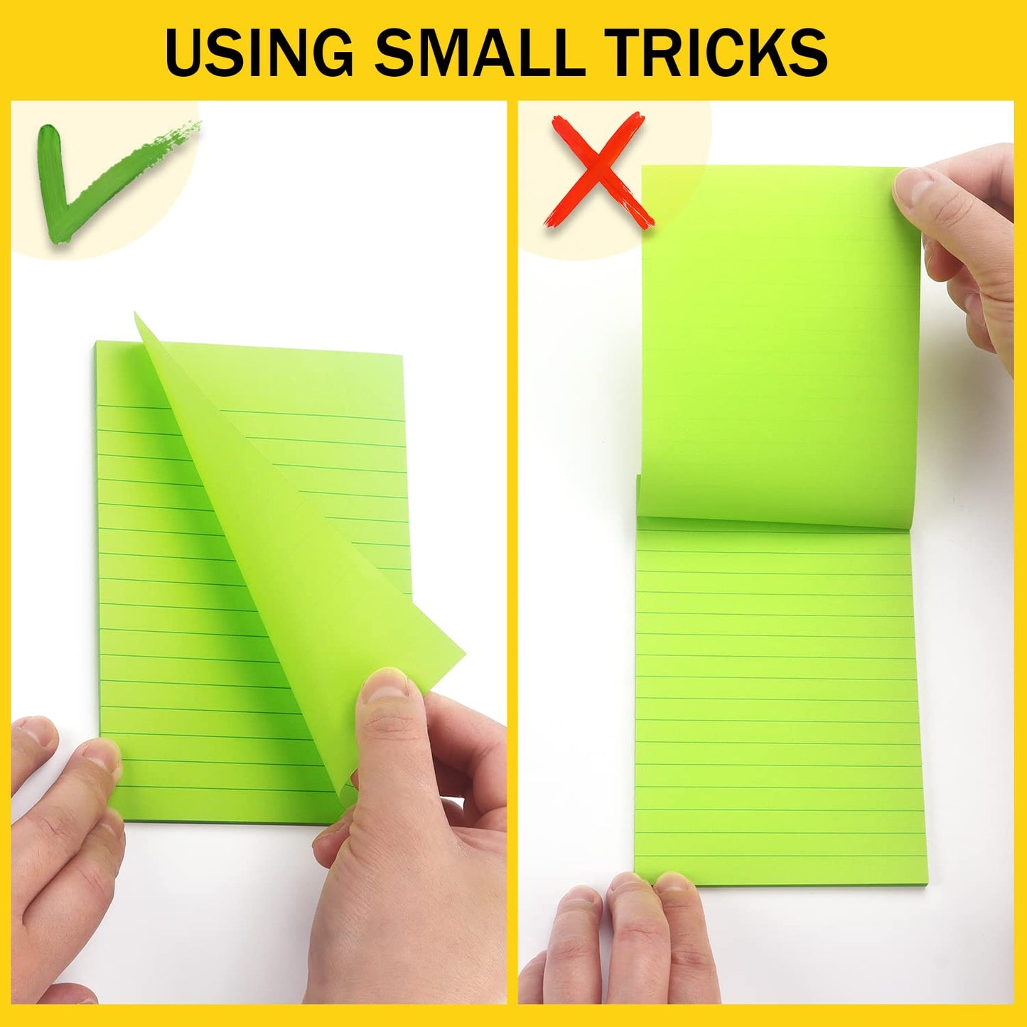 Eastern Wolf 8 Pads Lined Sticky Notes 4x6 in, Sticky Notes with Lines, Self-Stick Note Pads 8 Bright Multi Colors, 35 Sheet/Pad