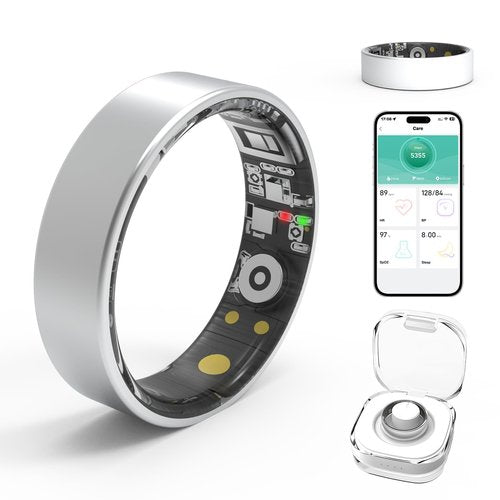 Smart Rings for Women Men,Fitness Tracker Ring,Heart Rate,Blood Oxygen,Blood Pressure,Step Tracker,Sleep Monitoring,No Subscription Fee,IP68 Waterproof Smart Ring FRAY,Size Kit(Silver 8)YMXCGC