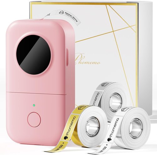 Phomemo D30 Portable Label Maker - Bluetooth Mini Printer with 3 Tapes in White, Clear & Gold
