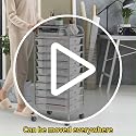 OfficeJOY Black 10-Drawer Rolling Storage Cart with Lockable Wheels & Handles