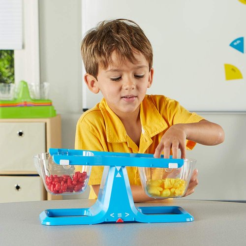 hand2mind Blue Nestable Bucket Balance - Clear Double Bucket Scale for Liquids & Solids | Easy Assembly, Space-Saving Design