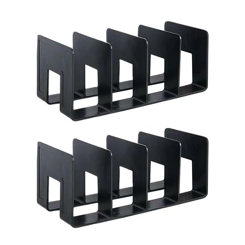 Zhousensen 2PCS Acrylic File Organizer for Desk, Desktop Document/Mail Organizer, 4 Compartments Plastics Invisible Bookshelf Floating (12.5" x 5.7" x 5", Black)