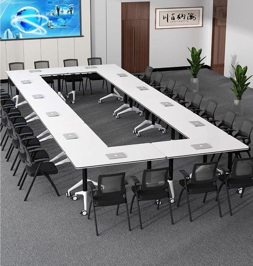 LISDERGOD Conference Table Foldable Meeting Tables, Mobile Training Table with Wheels, Flip Top Rolling Seminar Meeting Tables for Office,Meeting Room,classr
