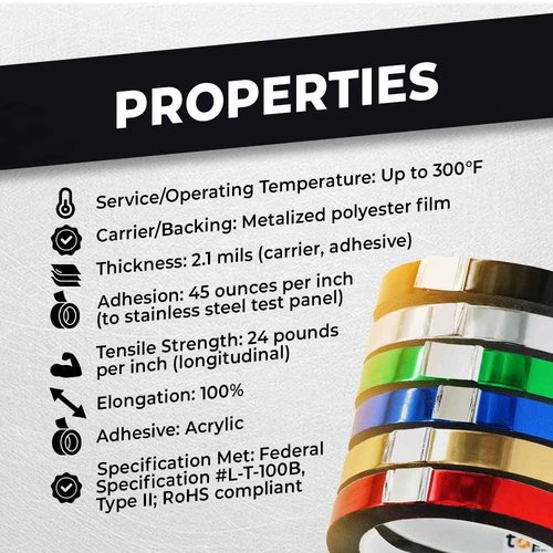 WOD MPFT2 Gold Metalized Polyester Mylar Film Tape with Acrylic Adhesive, 3 inch x 72 yds. Vibrant Mirror Gold Tape, Decor Tape for Detailing Accent Wall, Graphic Arts, Car and Boat Trim