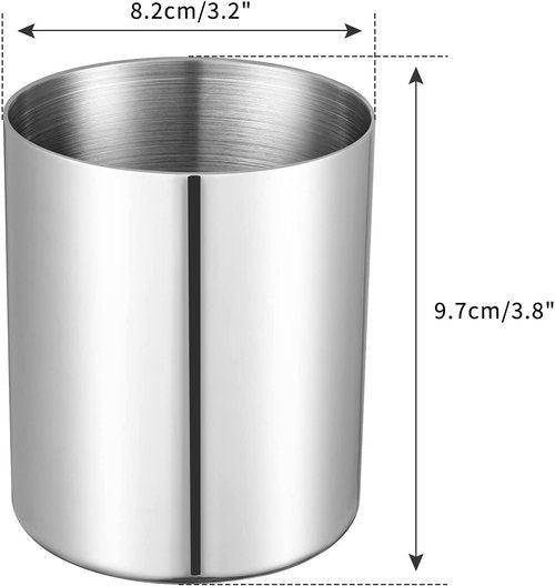 2 Packs Silver Pen Holder for Desk, SUS304 Stainless Steel Heavy Duty Pen Holder Stand,Cylinder Pencil Holder,Desktop Stationery Organizer
