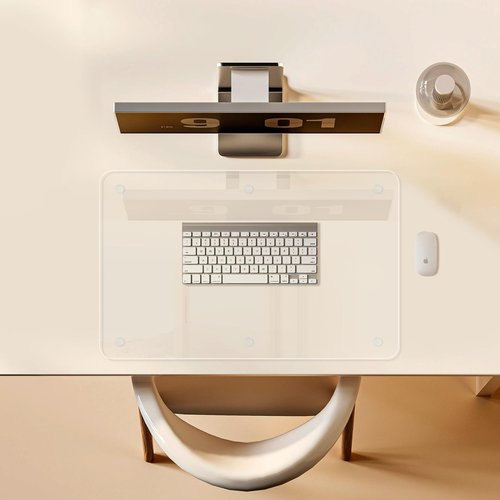 JAMBALAY Tempered Glass Desk Pad to Protect Desk, 32" x 20" Office Desk Pad for Keyboard and Computer Monitor, Clear Desk Protector Pad, Clear Desk Mat for Desktop Dry Erase