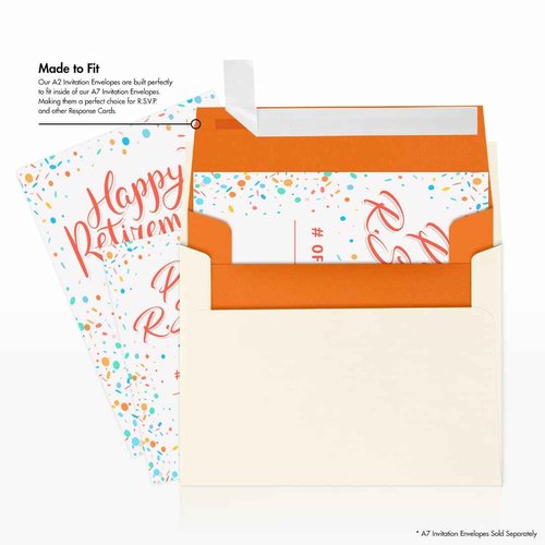 LUXPaper A2 Invitation Envelopes | Peel & Press | 4 3/8" x 5 3/4" | Mandarin Orange | 80lb. Text | 250 Qty