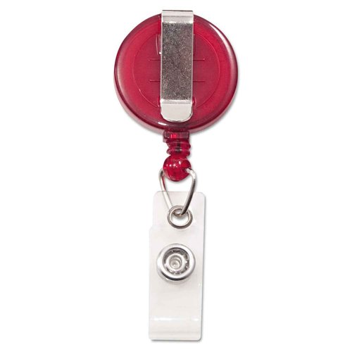Advantus 75471 Translucent Retractable ID Card Reel, 34-Inch Extension, Red, 12/Pack