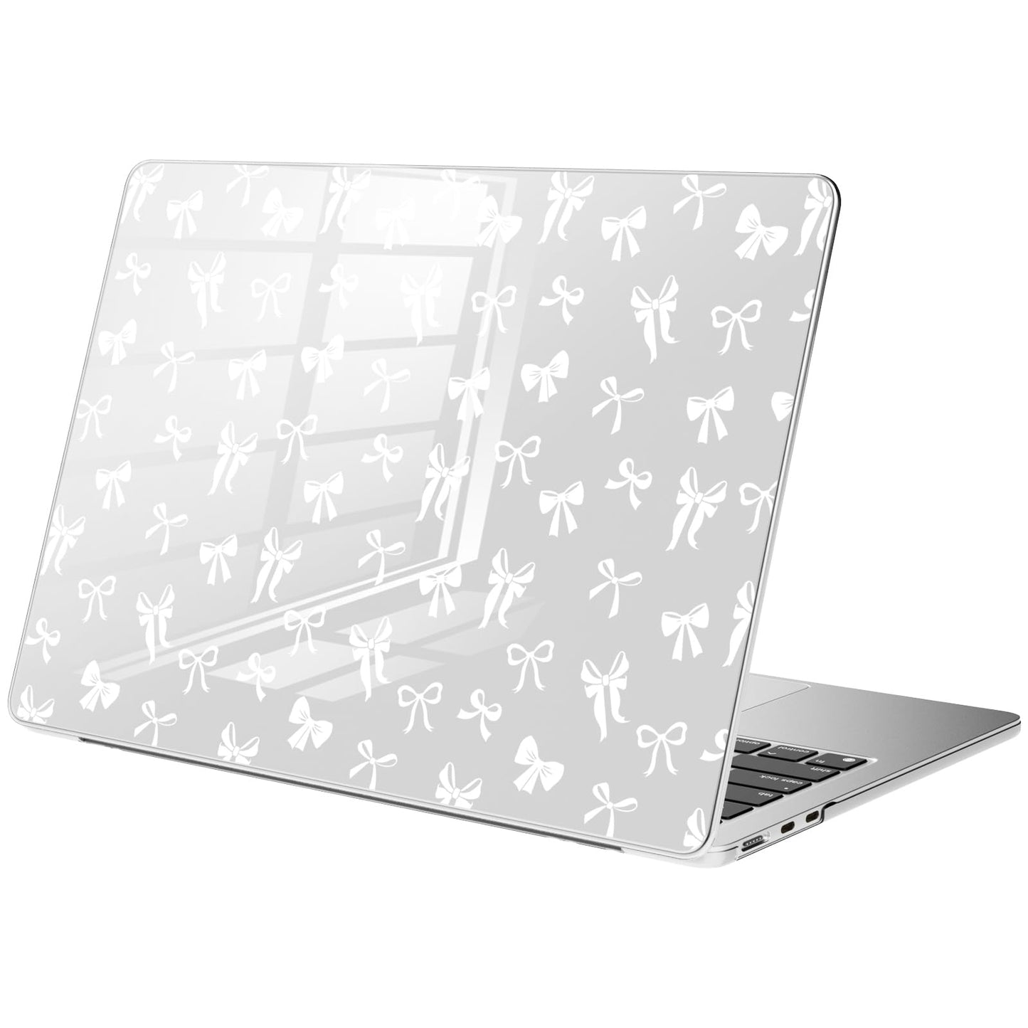 BlHMCASE Compatible with MacBook Air 13.6 inch Case M5 M4 M3 M2 2026-2022 A3449 A3240 A3113 A2681 Release, Cute White Bow Protective Hard Shell Clear Cover for MacBook Air 13