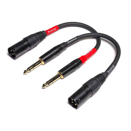 1/4 Inch TRS to XLR Male 6.35mm Balanced Signal Interconnect Microphone Cable Quarter inch to 3pin XLR Patch Cable 2Pack 8 inches