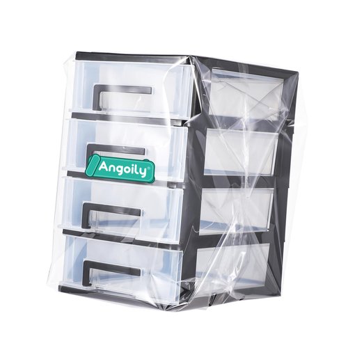 Angoily 4 Drawer Desk Organizer, Plastic Home Office Storage Organizer, Makeup Organizer Storage Station Cube, Cosmetics Jewelry Storage Box, 4 Drawer for Bathroom, Desk, Office (8.31x5.98x9.92 Inch)
