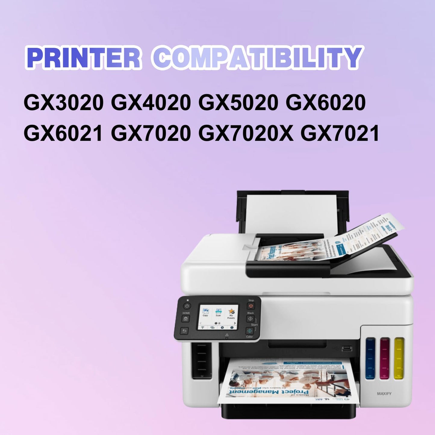JoyPrinting GI-26 GI26 Ink Refill Bottles Compatible with Canon GI-26 Ink Bottles Work for GX7021 GX6021 GX5020 GX4020 GX3020 GX7020 GX6020 GX6120 Megatank 4 Pack