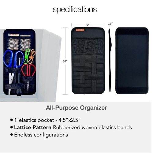BINGANIZER Travel, Drawer, Bin organizers, All Purpose Organizers, Elastic Panels for Cables, Cords, Electronics, Suitcase, Tactical Organizer Board for Junk Drawer and Bin, 2 packs (Style C only)